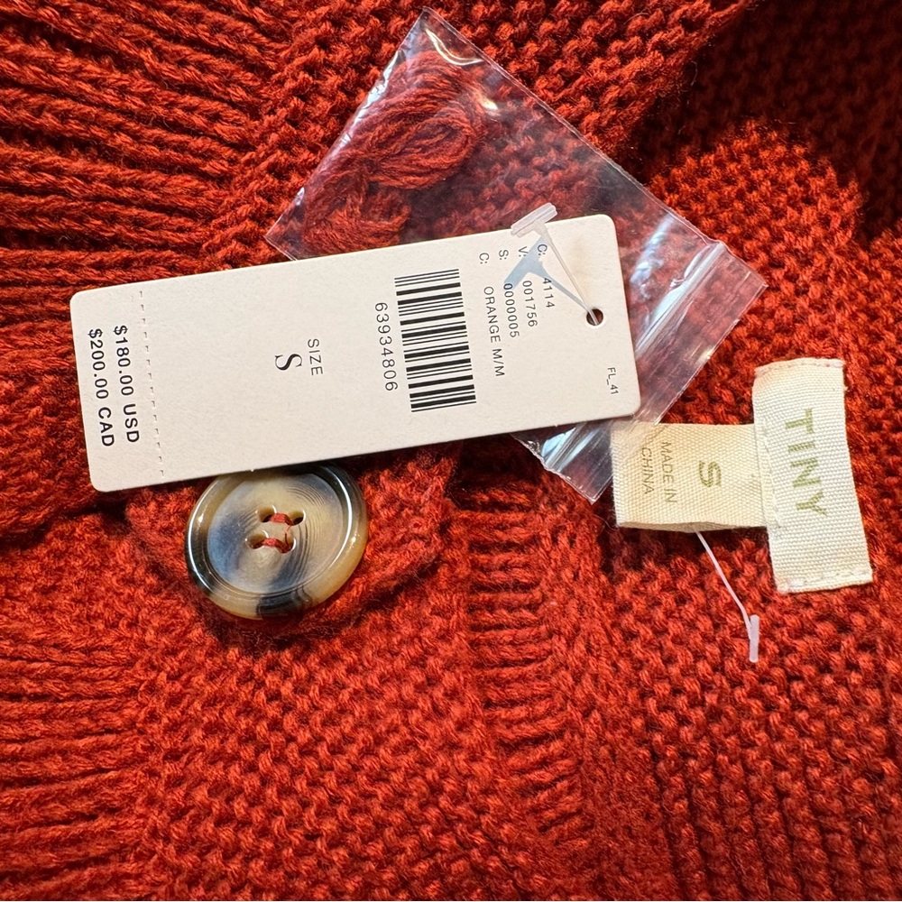 Tiny for Anthropologie Burnt Orange Sweater Coat Size S - Picture 8 of 9